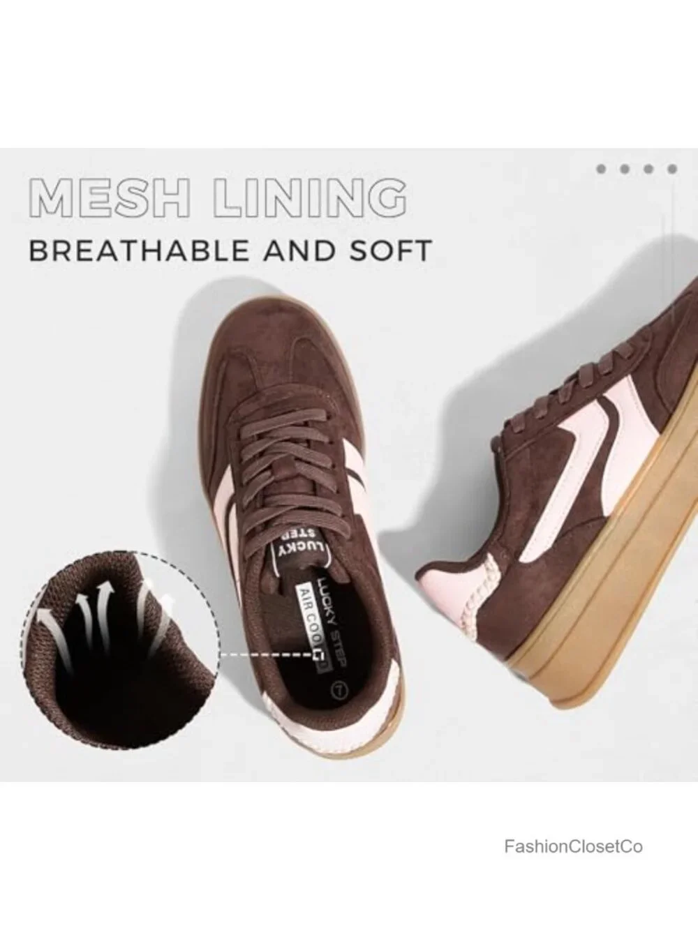Women Platform Sneakers Suede Memory Foam Slip-Resistant Casual Walking Shoes